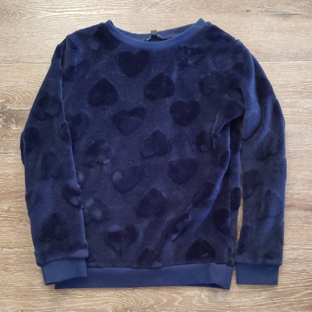 George navy blue cozy plush hearts sweatshirt Sweater, girls Size M 7/8